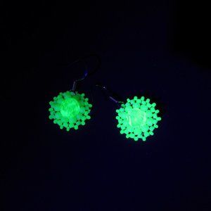 Beaded Uranium glass bead earrings